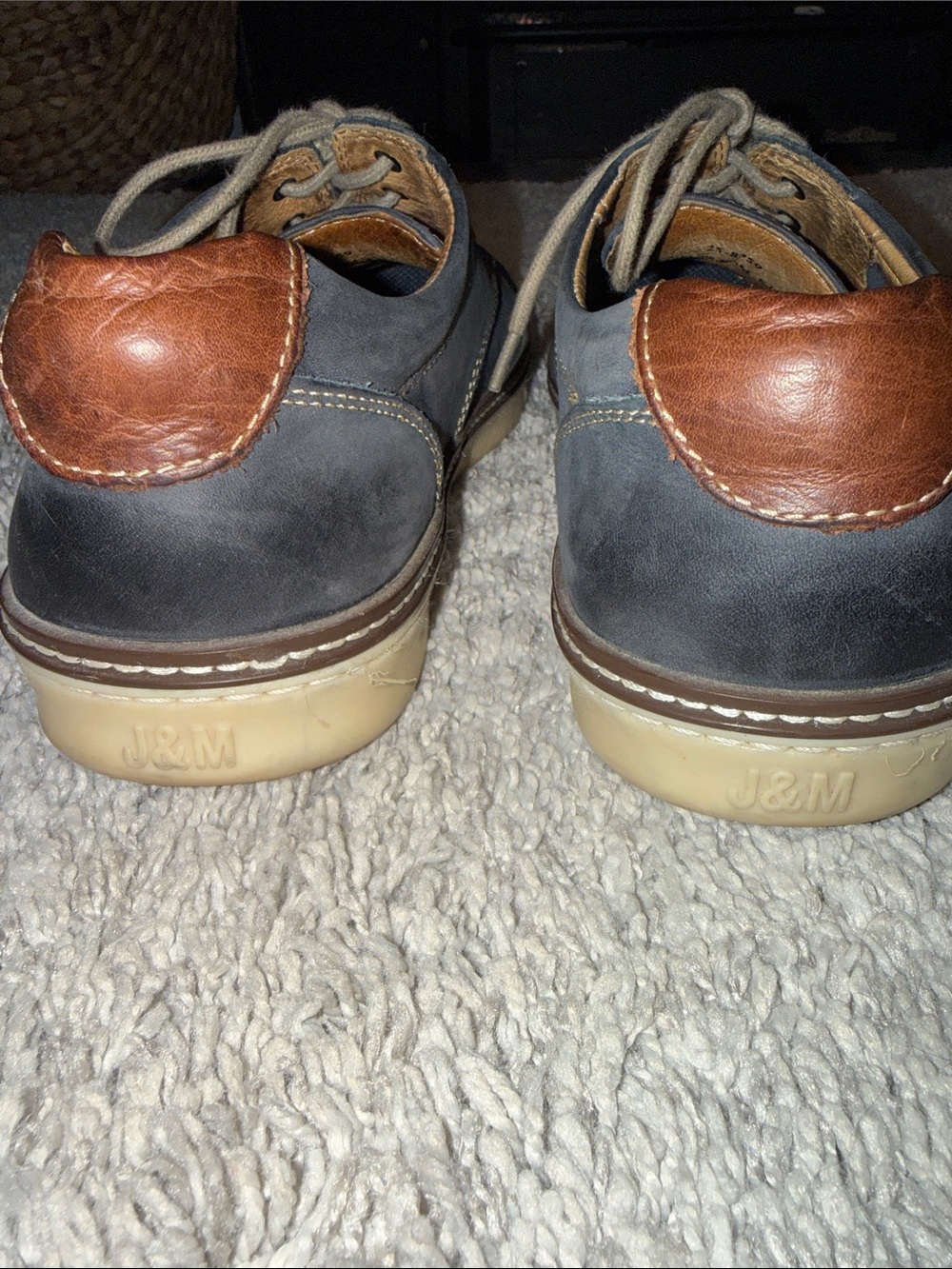 Johnston & Murphy Men’s Sheepskin Casual Shoes Gray leather eclectic grandpa - Picture 5 of 7